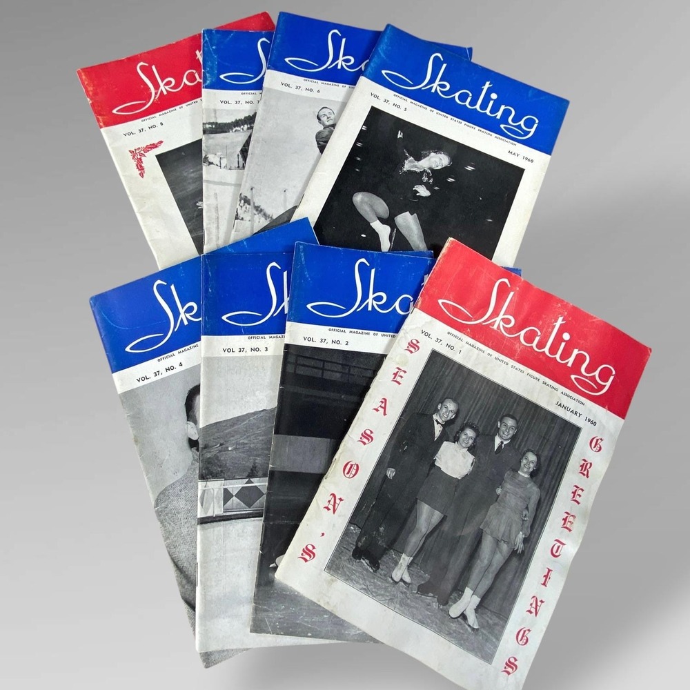 1960 Skating Magazine Lot B - COMPLETE Set 8 Issues Olympic Valley Games READ‎